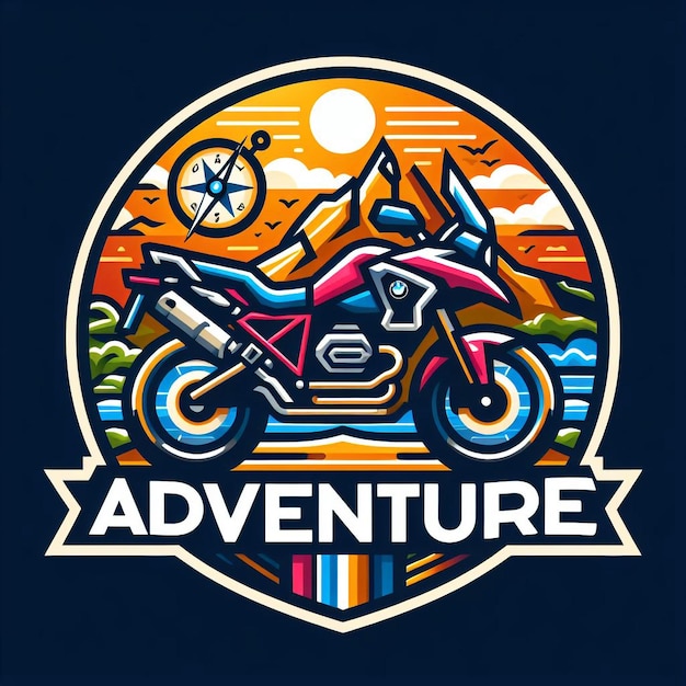 Vector a picture of a motorcycle with the words adventure