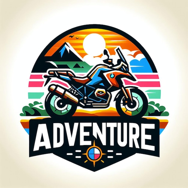 Vector a picture of a motorcycle with the words adventure