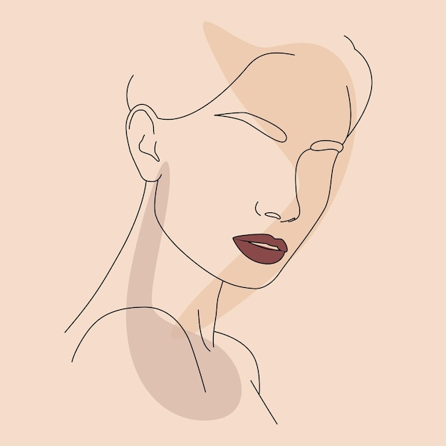 Vector portrait in a minimalist style Portrait of a woman