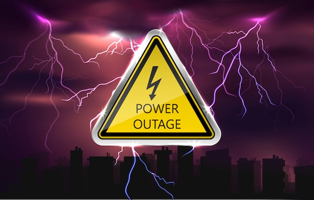 Vector vector power outage background with warning sign