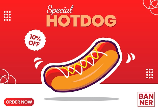 Vector premium hot dog promotion banner template and social media