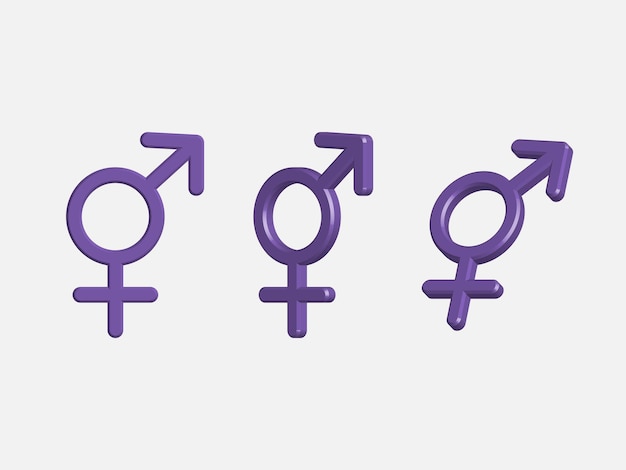 Vector vector realistic 3d bigender gender sign vector icon illustration element vector