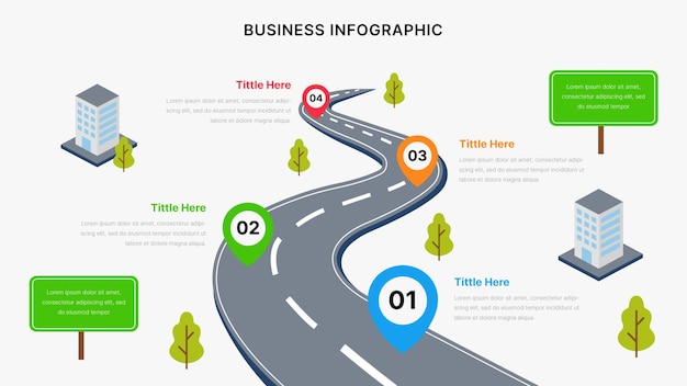 Vector vector road maps business infographics design template