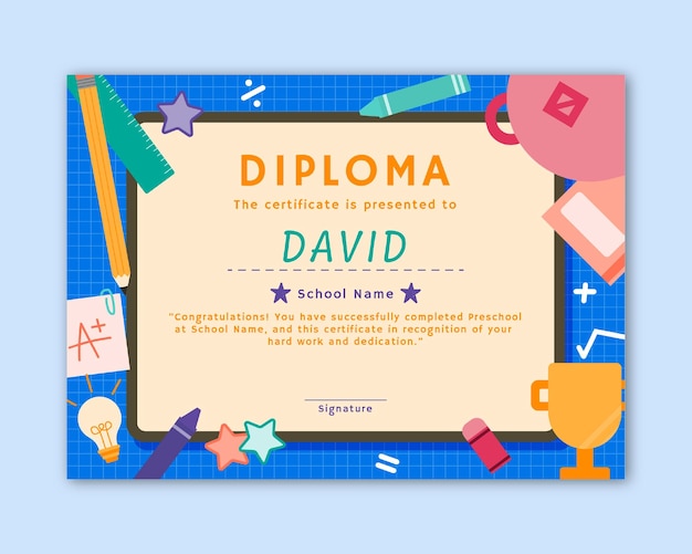 Vector School Kids Diploma or Certificate