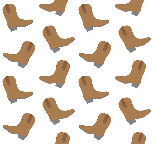 Vector seamless pattern of flat cowboy boot