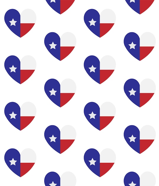 Vector seamless pattern of flat Texas flag heart