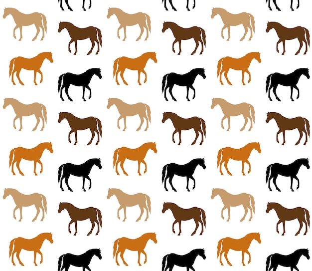 Vector seamless pattern of horse silhouette