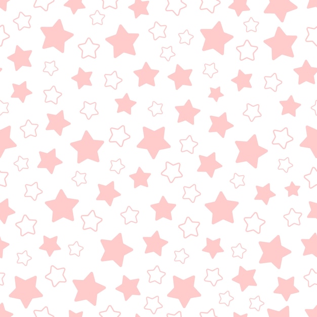 Vector seamless pattern of pink pentagonal stars