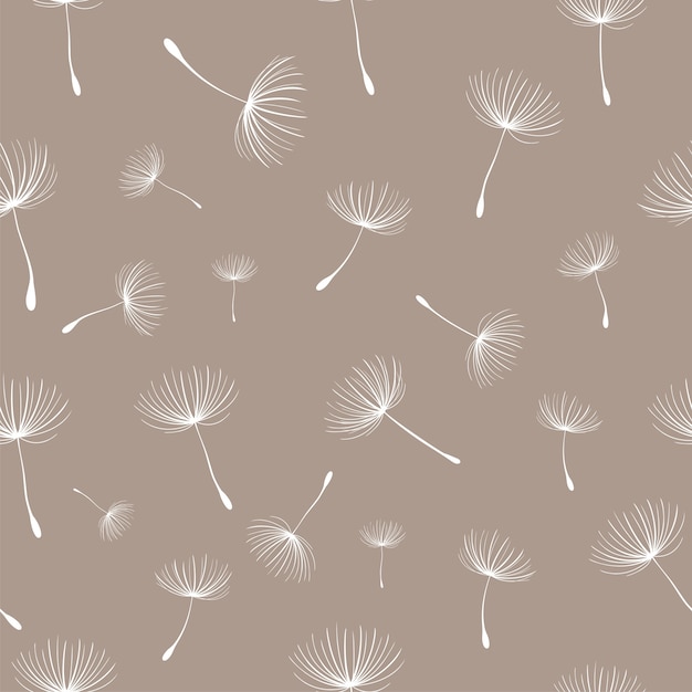 Vector seamless pattern with stylized dandelions