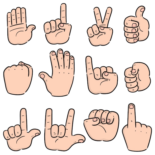 Vector set of cartoon hand