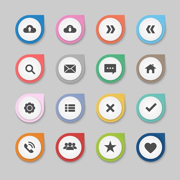 Vector vector set colorful round button icon web design