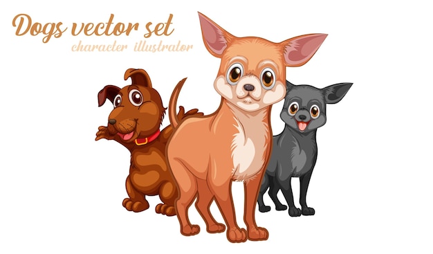 A vector set of dogs in cartoon style.