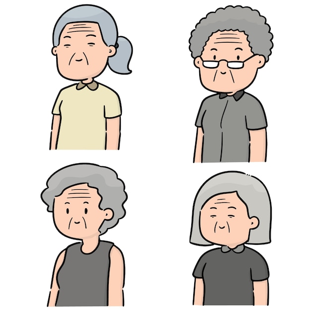 vector set of elder women