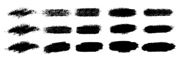 Vector set of hand drawn brush strokes stains for backdrops Monochrome design elements set One color monochrome artistic hand drawn backgrounds