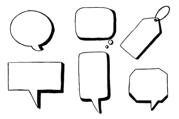 Vector set hand drawn speech bubble