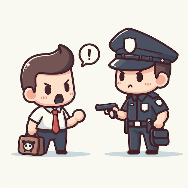 Vector vector set of police scolding thieves in flat design style