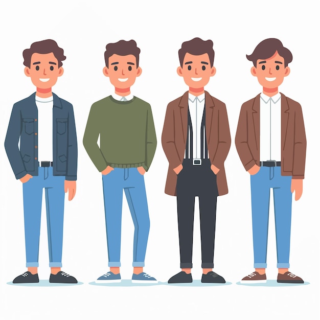 Vector vector set of smiling young male avatars