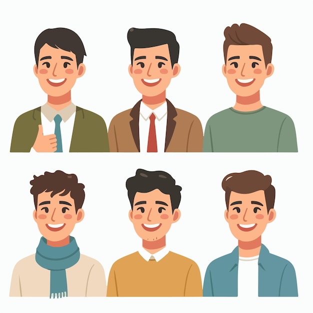 Vector vector set of smiling young male avatars