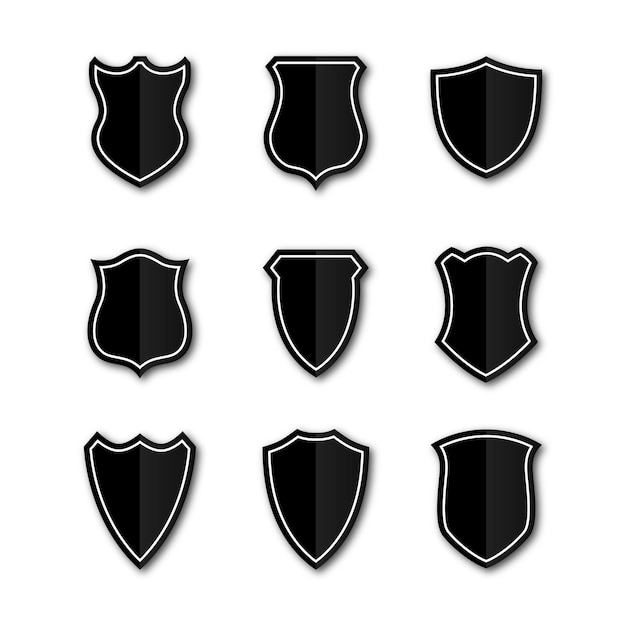 vector shield symbols or badges set of nine