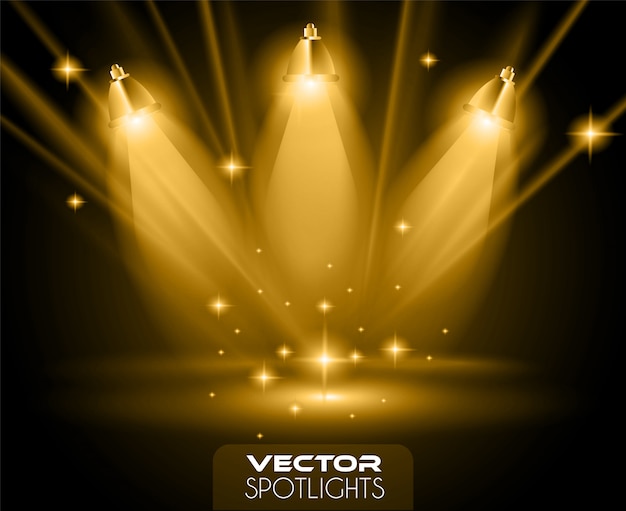 Vector vector spotlights scene with different source of lights pointing to the floor