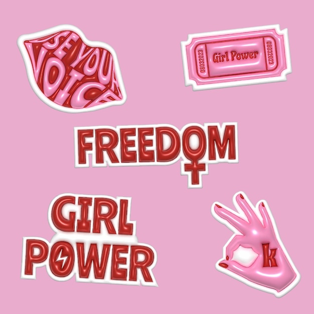 Vector vector stickers girl power converted