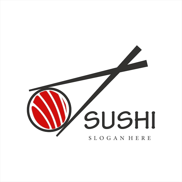 Vector sushi restaurant logo design inspiration template