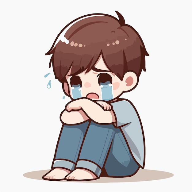 Vector vector of a teenager crying