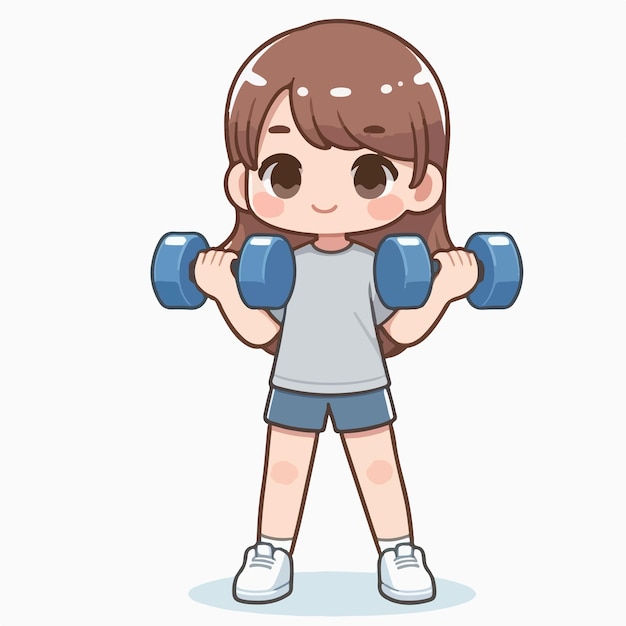 Vector vector of a teenager lifting dumbbells