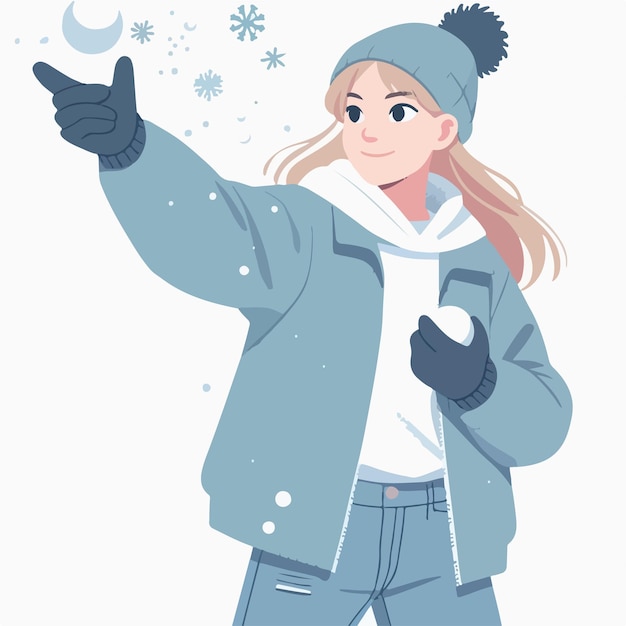 Vector vector of a teenager throwing a snowball