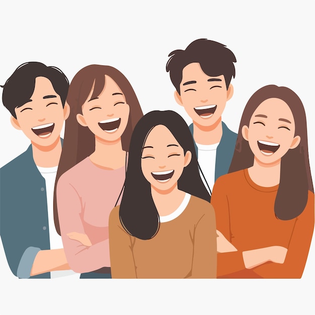 Vector vector of teenagers laughing together in flat design style