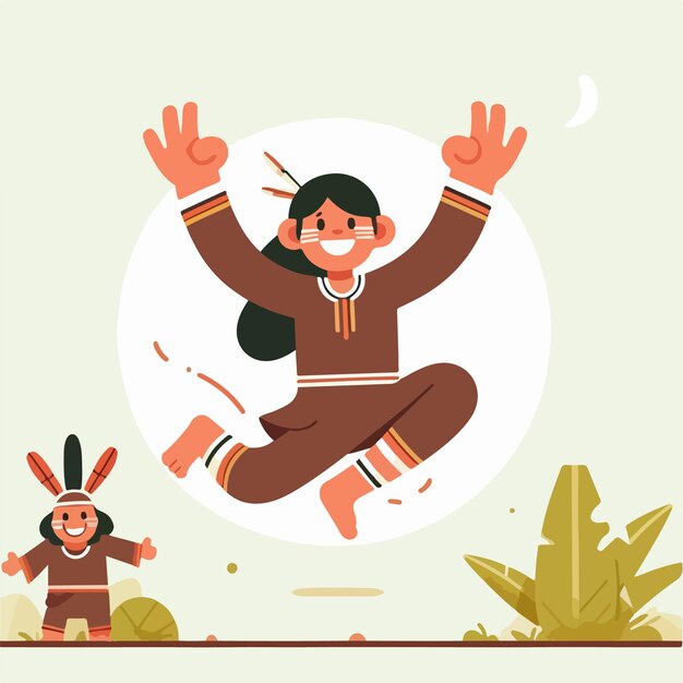 Vector vector of traditional people with a simple flat design style and white background