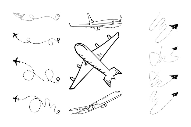 vector travel line icon set