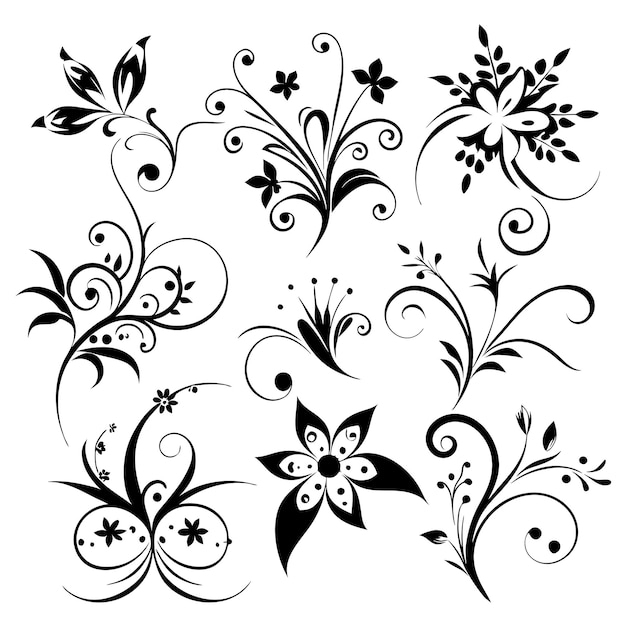 Vector various different coloring floral designs 11