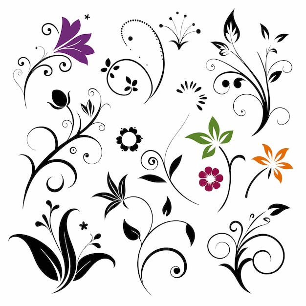 Vector various different coloring floral designs 22