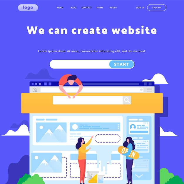 Vector web site design template Landing page concepts for website mobile development Modern flat illustration