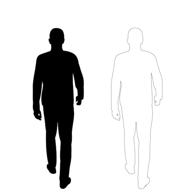 Vector on white background man goes black silhouette