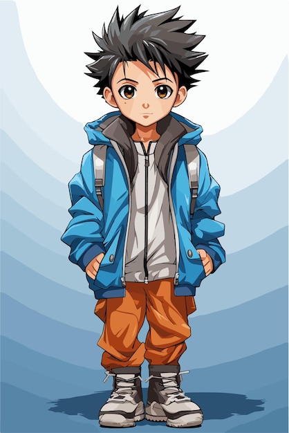 Vector young man animestyle character vector illustration design manga anime boy