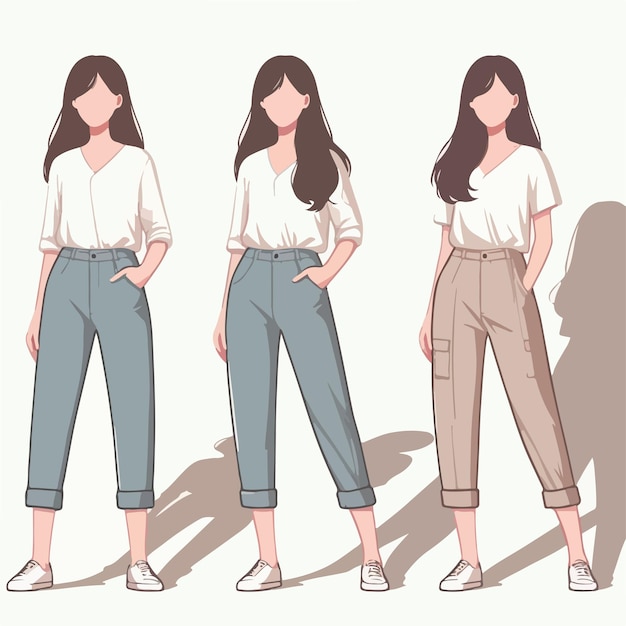 Vector vector young woman standing in casual clothes