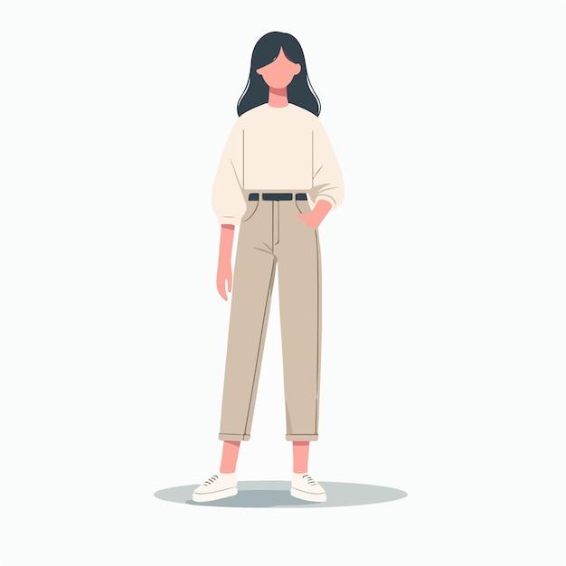 Vector vector young woman standing in casual clothes