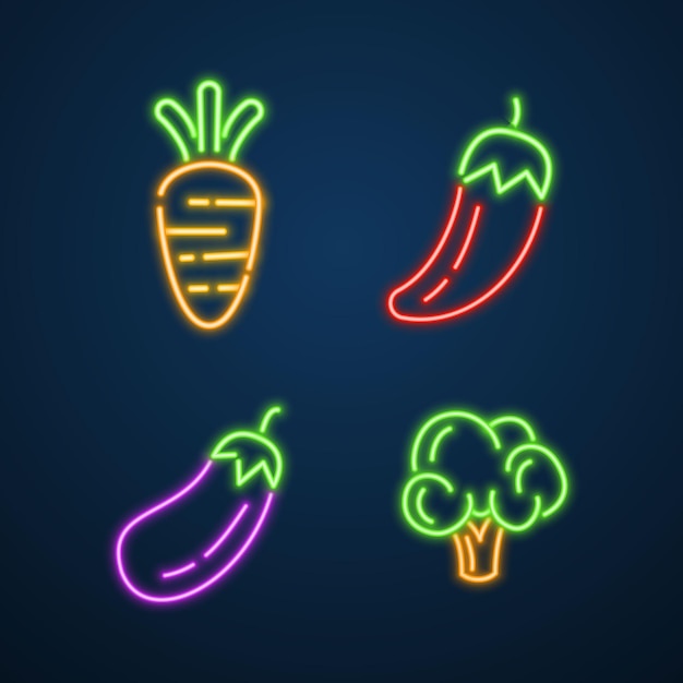 Vegetable icon neon sign vector