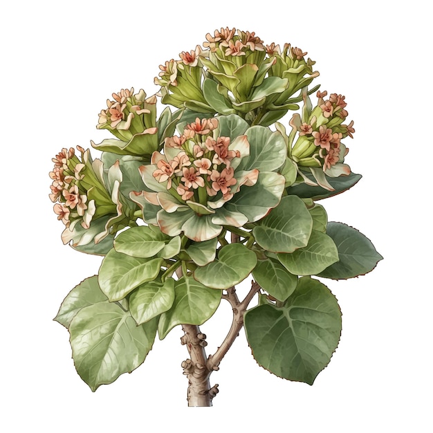 Vector verfijnde duivels ruggraat kalanchoe daigremontiana oude gegraveerde vectorbloem