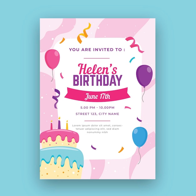 Vertical birthday card template