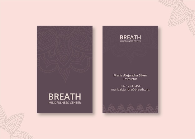 Vertical business card template for meditation and mindfulness