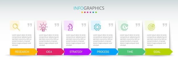 Vertical infographic design with icons and 6 options or steps