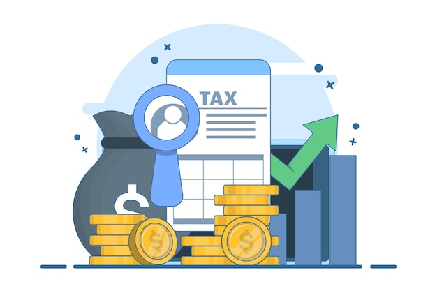 Vector vetor illustration about tax payment concept or tax form document or financial audit