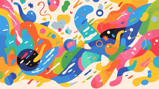 Vector vibrant abstract shapes on colorful background illustration