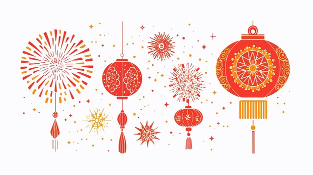 Vector vibrant fireworks icons for winner celebration