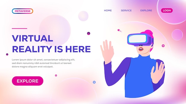 Vector vibrant metaverse landing page premium vector