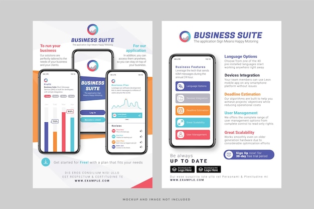 Vibrant Mobile App Flyer Template in Vector