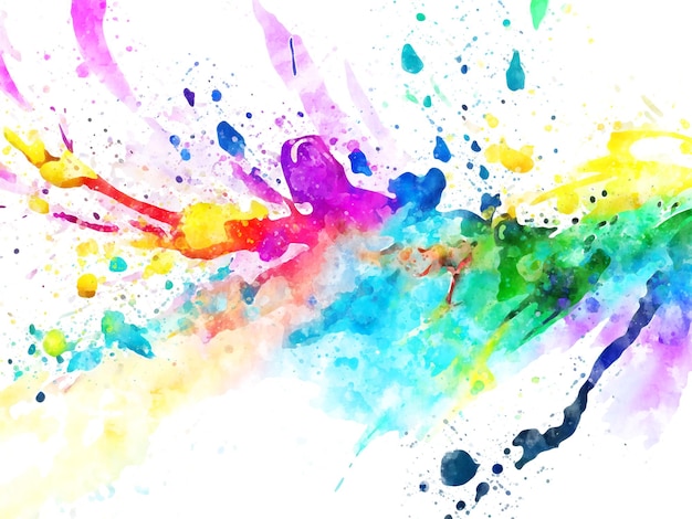 Vector vibrant rainbow watercolor splash abstract design